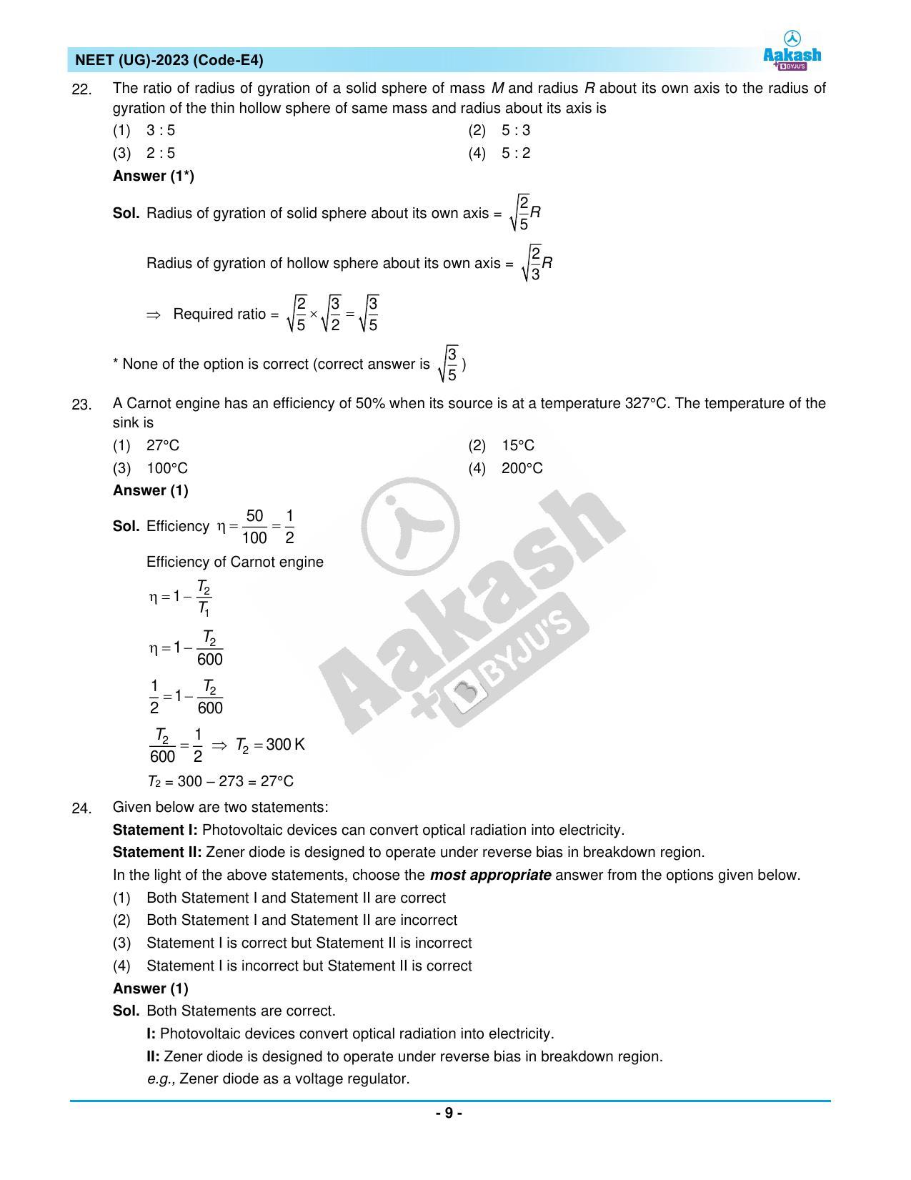 NEET 2023 Question Paper E4 - Page 9