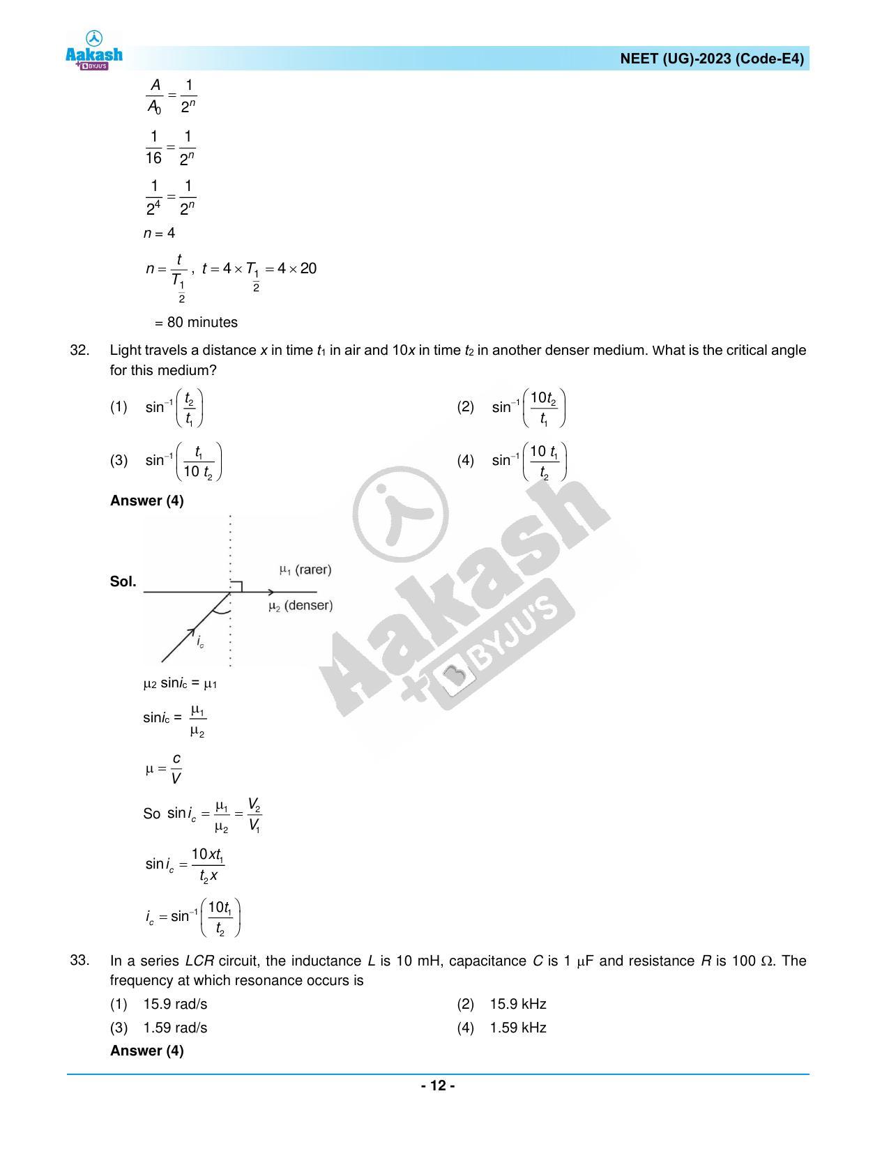 NEET 2023 Question Paper E4 - Page 12