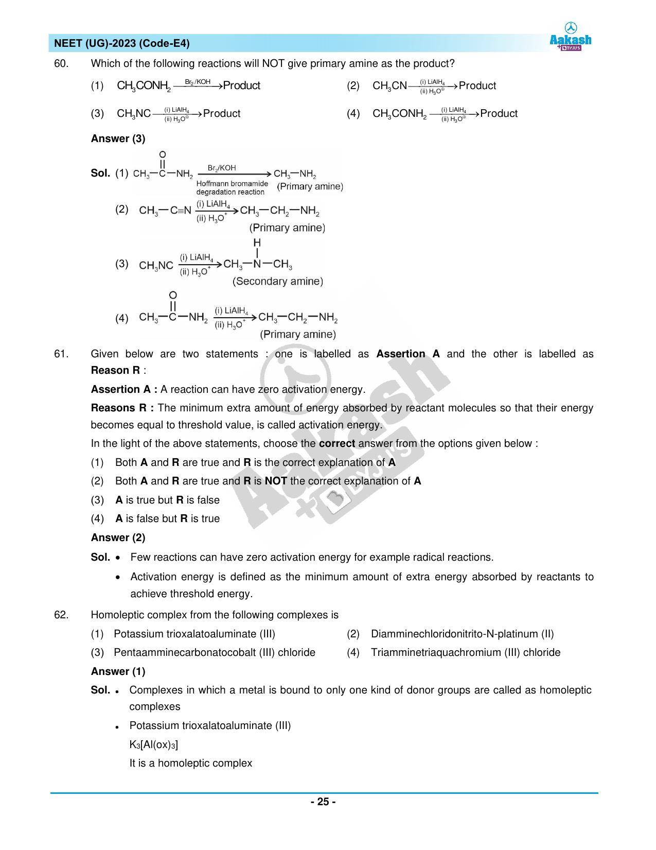 NEET 2023 Question Paper E4 - Page 25