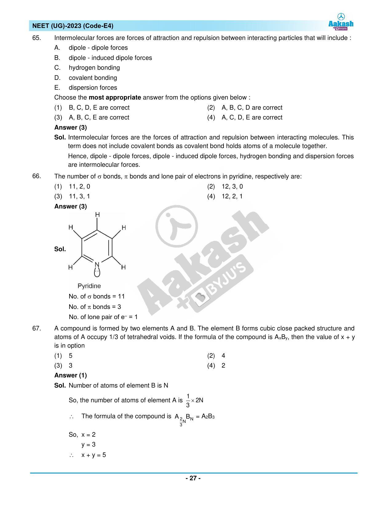 NEET 2023 Question Paper E4 - Page 27