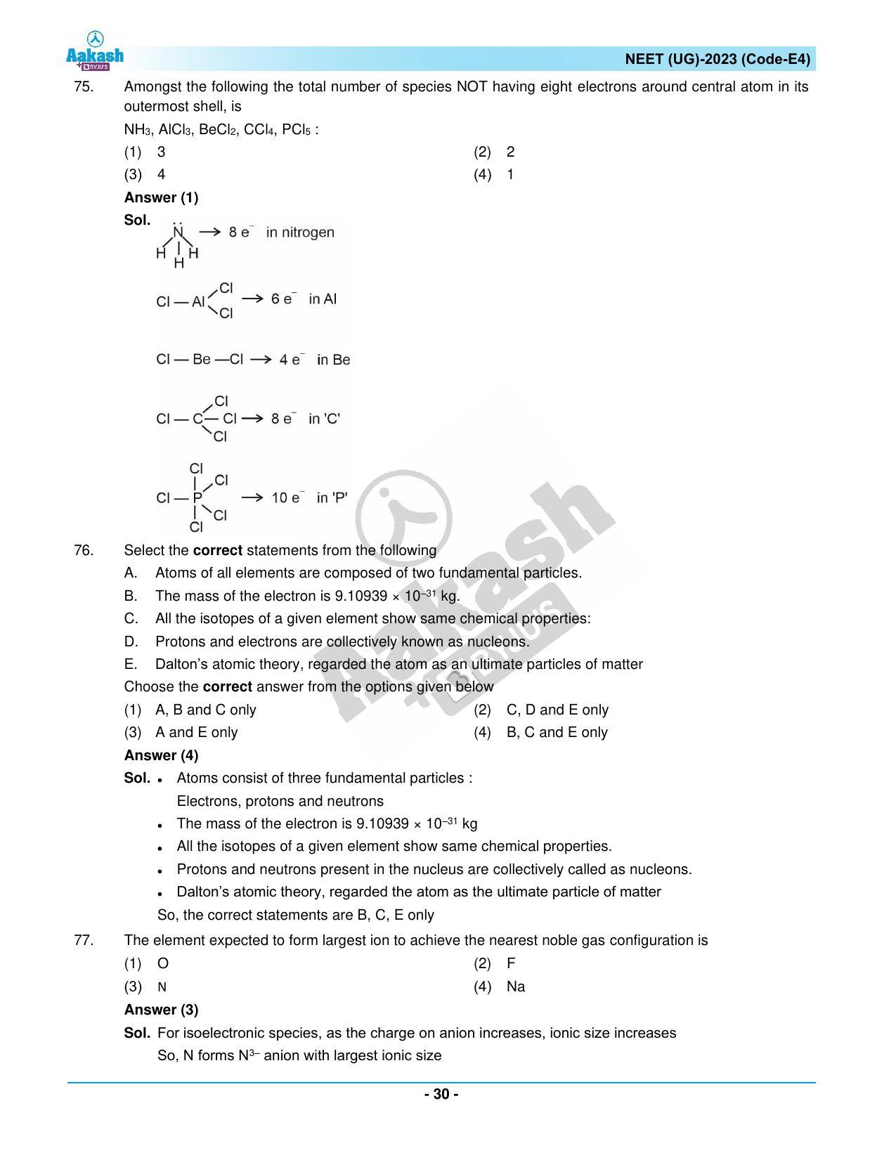 NEET 2023 Question Paper E4 - Page 30