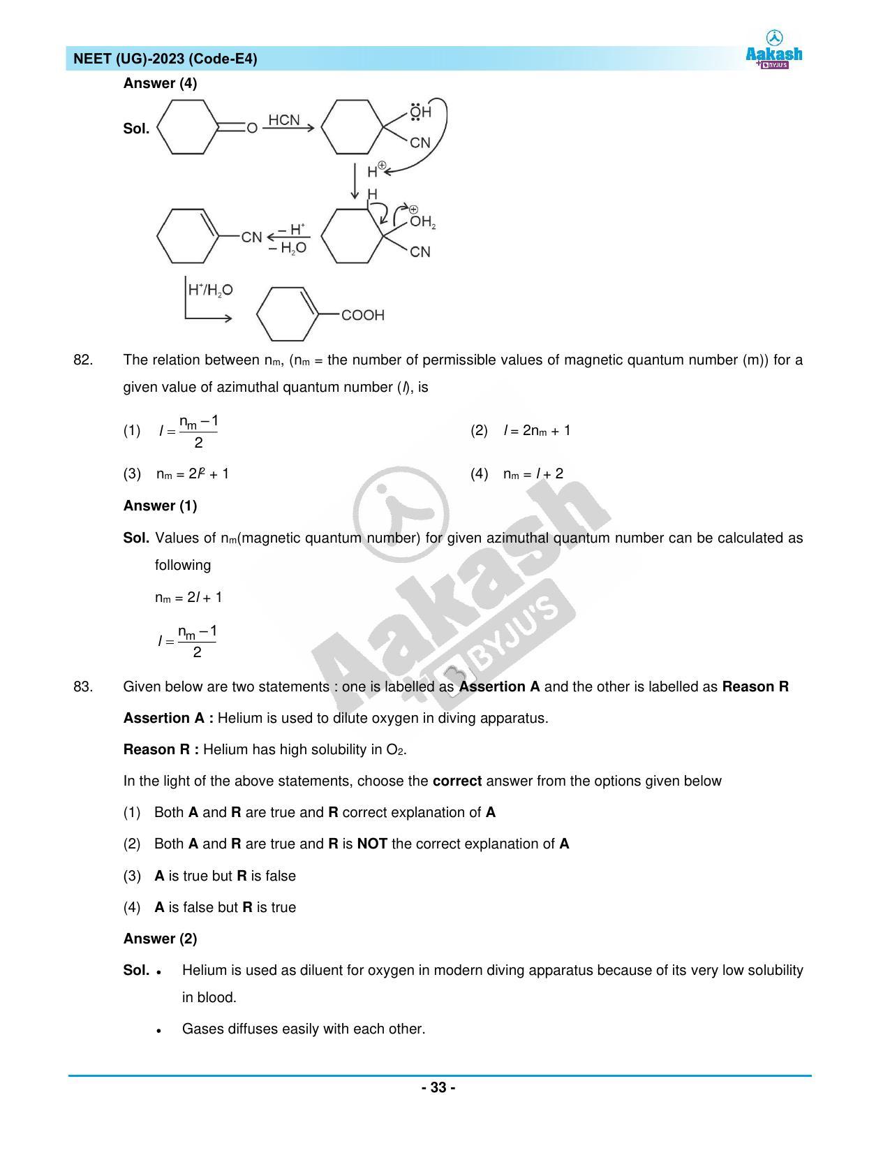 NEET 2023 Question Paper E4 - Page 33