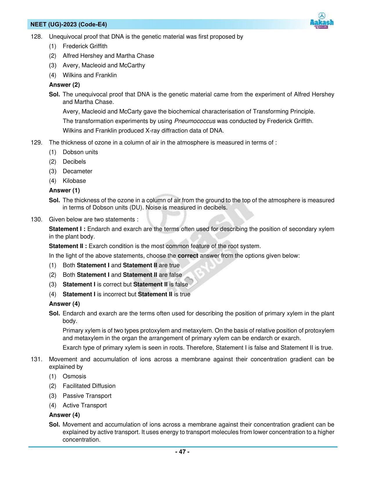 NEET 2023 Question Paper E4 - Page 47