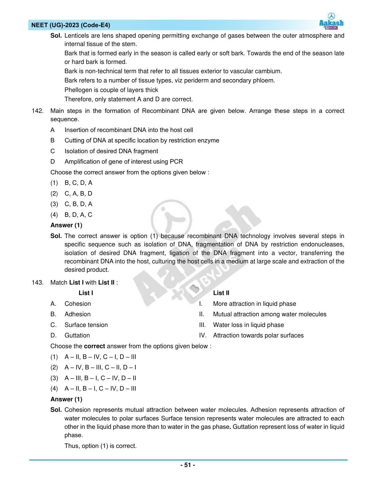 NEET 2023 Question Paper E4 - Page 51