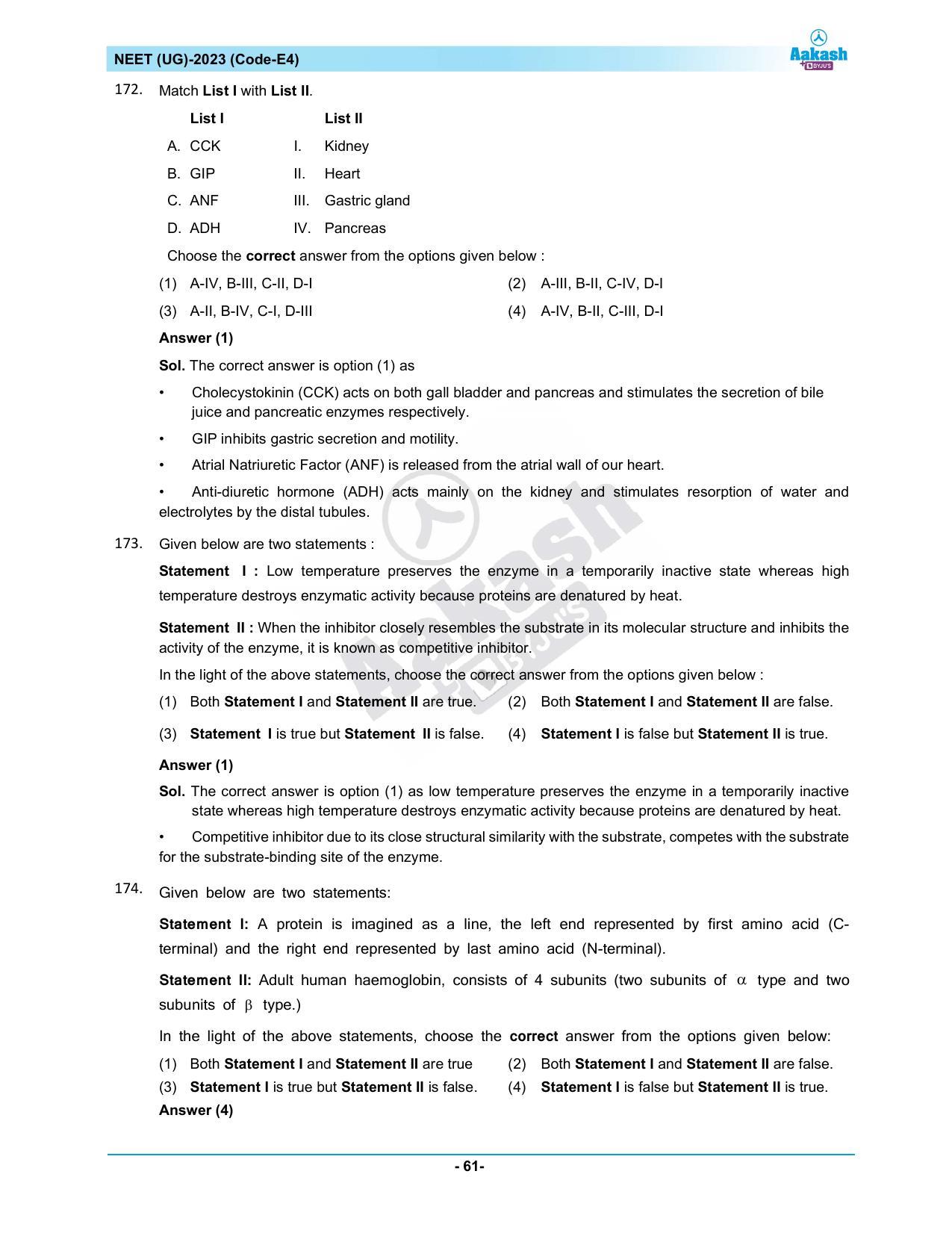 NEET 2023 Question Paper E4 - Page 61