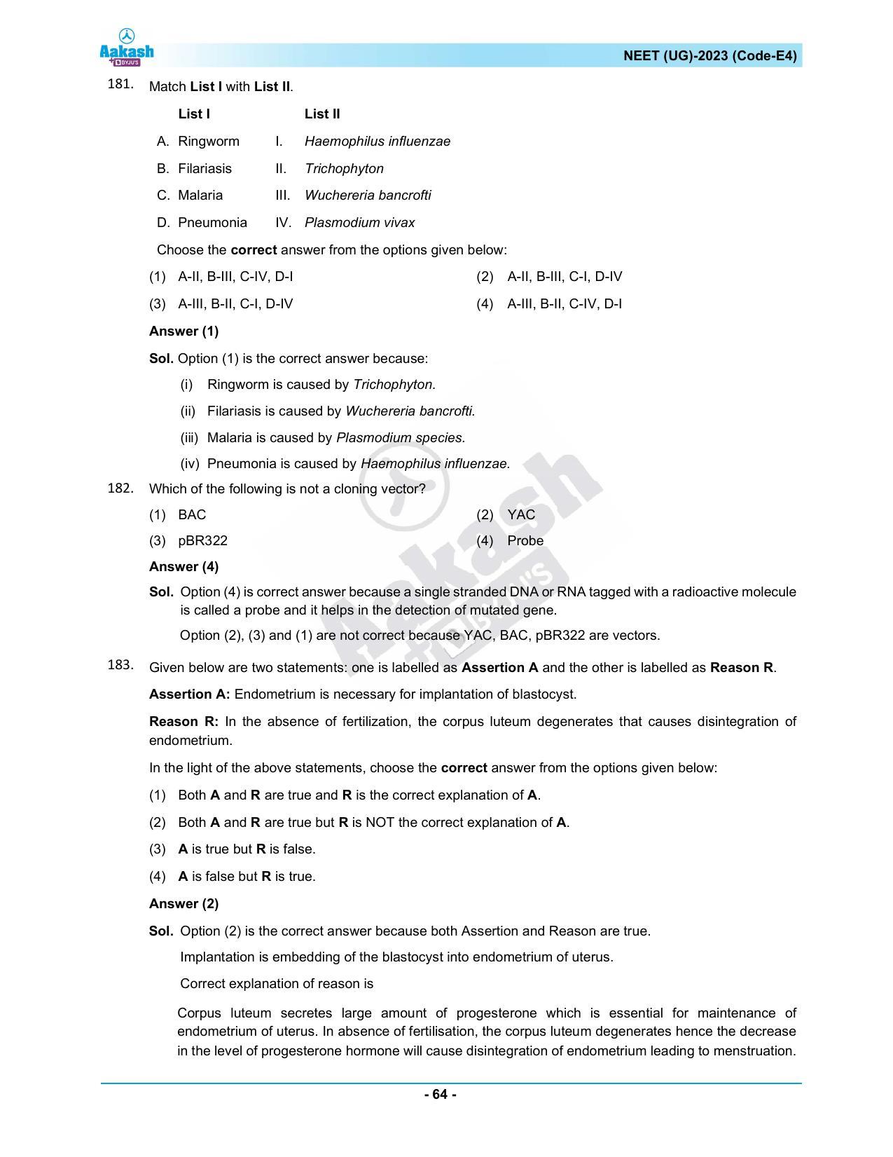 NEET 2023 Question Paper E4 - Page 64