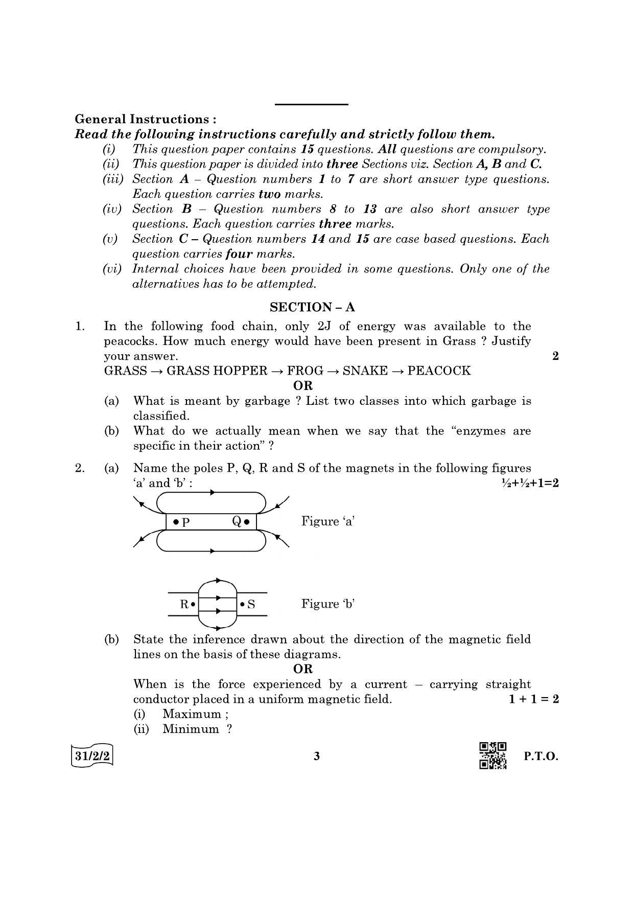 CBSE Class 10 31-2-2 Science 2022 Question Paper - Page 3