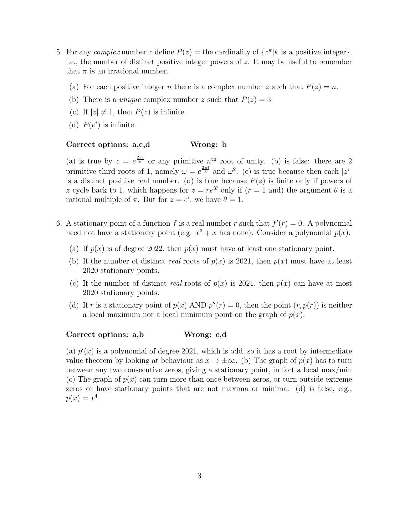 CMI Entrance Exam 2021 Solutions B.Sc (Hons.) Mathematics and Computer Science - Page 3