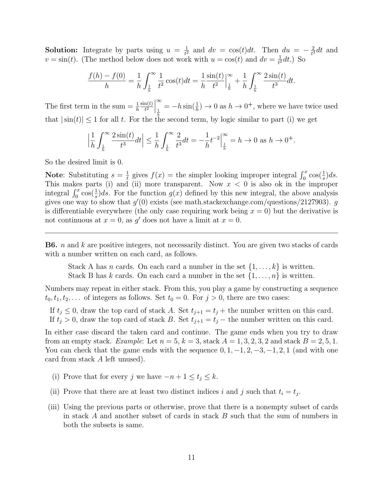 CMI Entrance Exam 2021 Solutions B.Sc (Hons.) Mathematics and Computer Science - Page 11