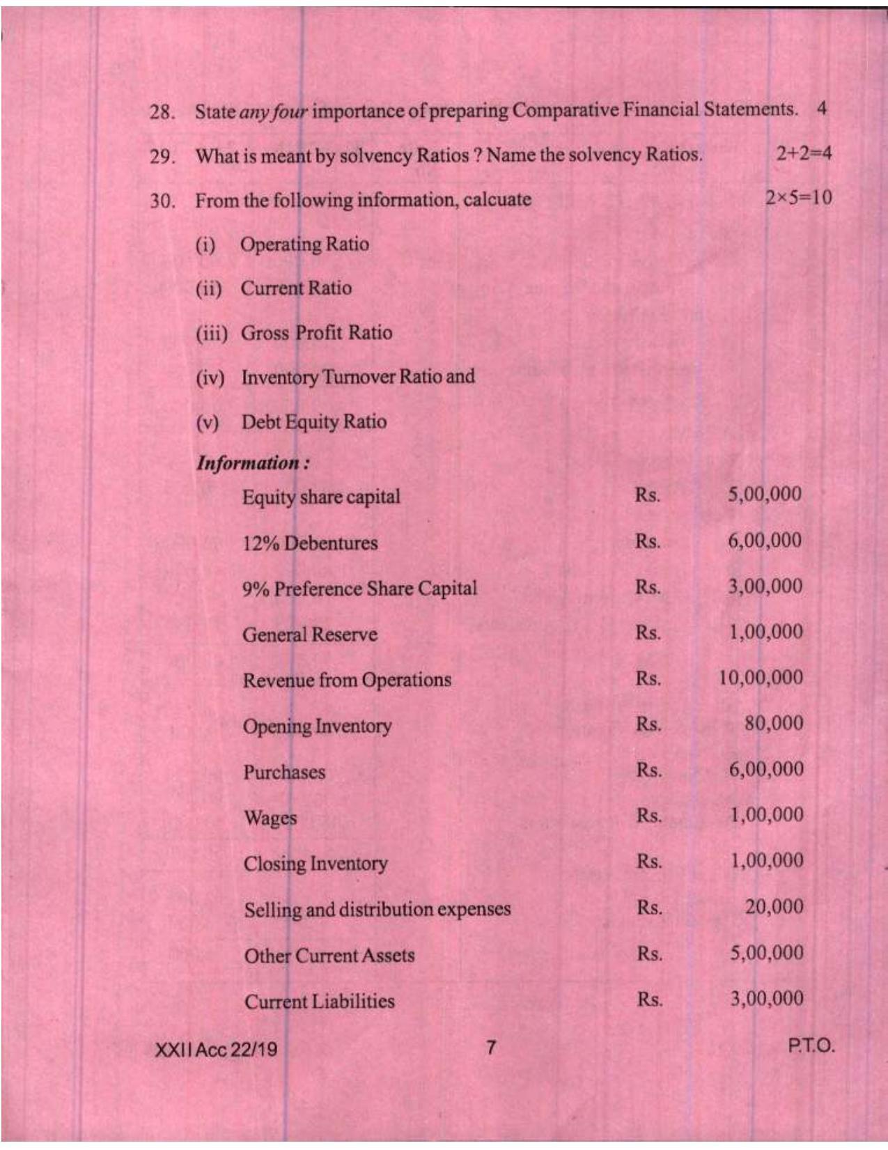 COHSEM Class 12 Accountancy 2019 Question Papers - Page 7
