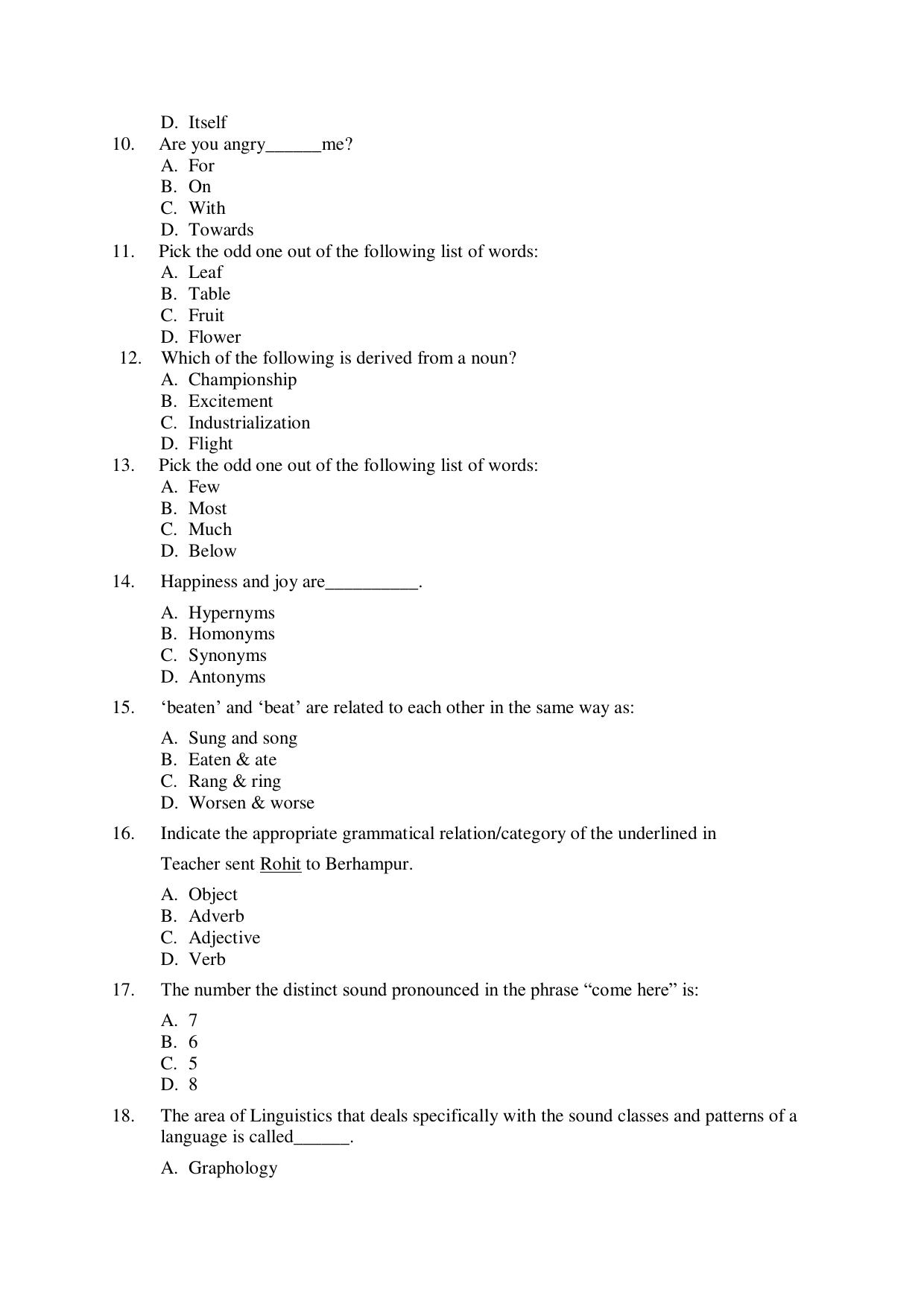 Odisha CPET 2021 LINGUISTICS Question Paper - Page 2