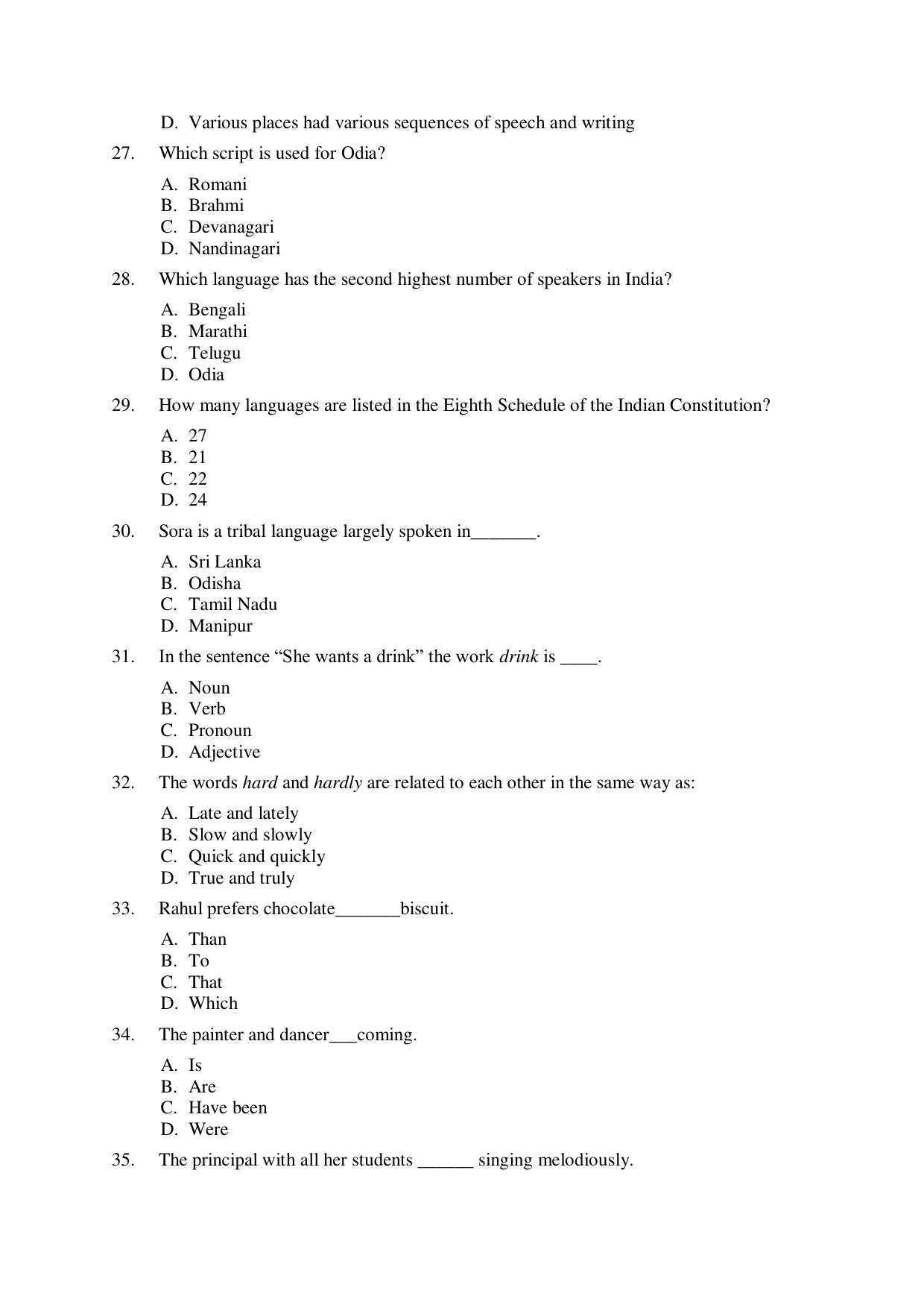 Odisha CPET 2021 LINGUISTICS Question Paper - Page 4