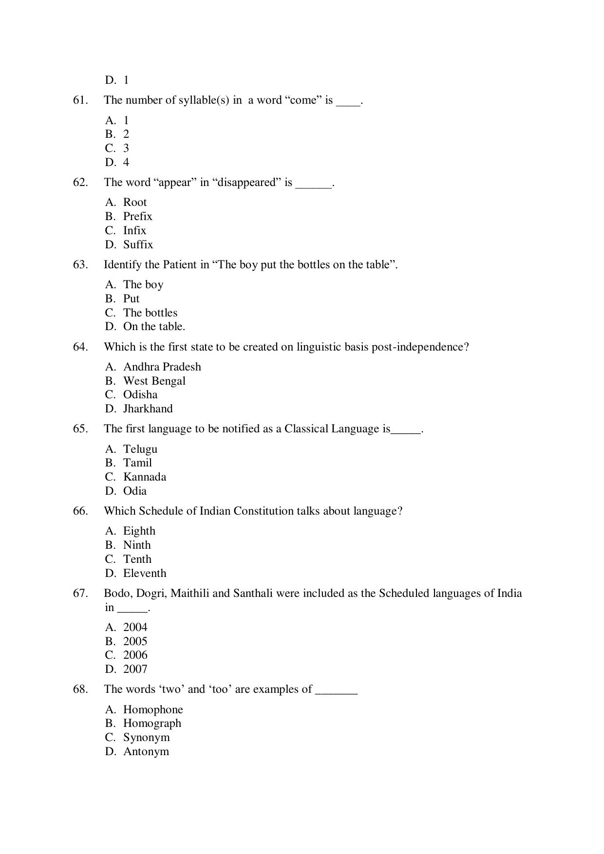 Odisha CPET 2021 LINGUISTICS Question Paper - Page 8