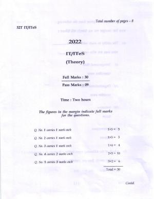 AHSEC Class 12 IT ITeS Question Papers 2022