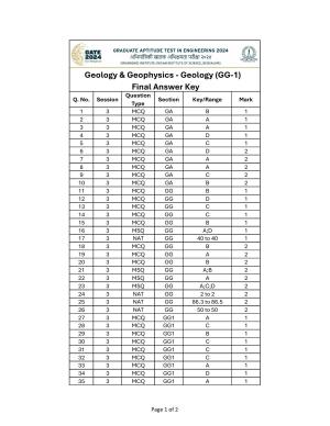 GATE 2024 Geology and Geophysics - Geology (GG-1) Answer Key