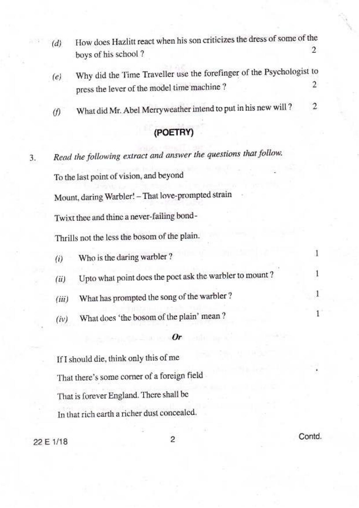 COHSEM Class 12 English 2018 Question Papers - Page 2