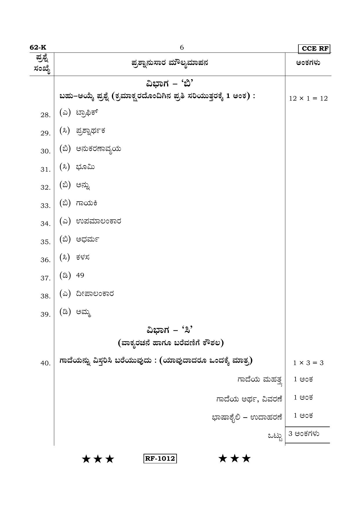Karnataka SSLC Kannada - Third Language - KANNADA (62-K - RF_31) April 2015 Question Paper - Page 6
