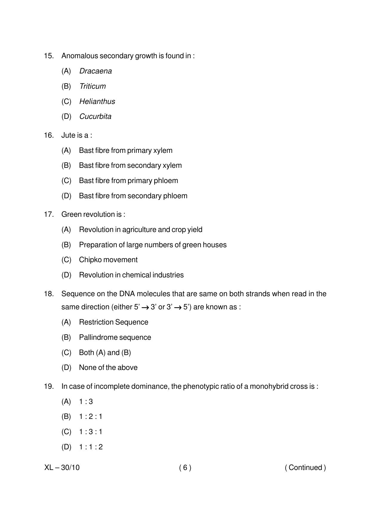 Odisha CPET BOTANY 2020 Question Paper - Page 6