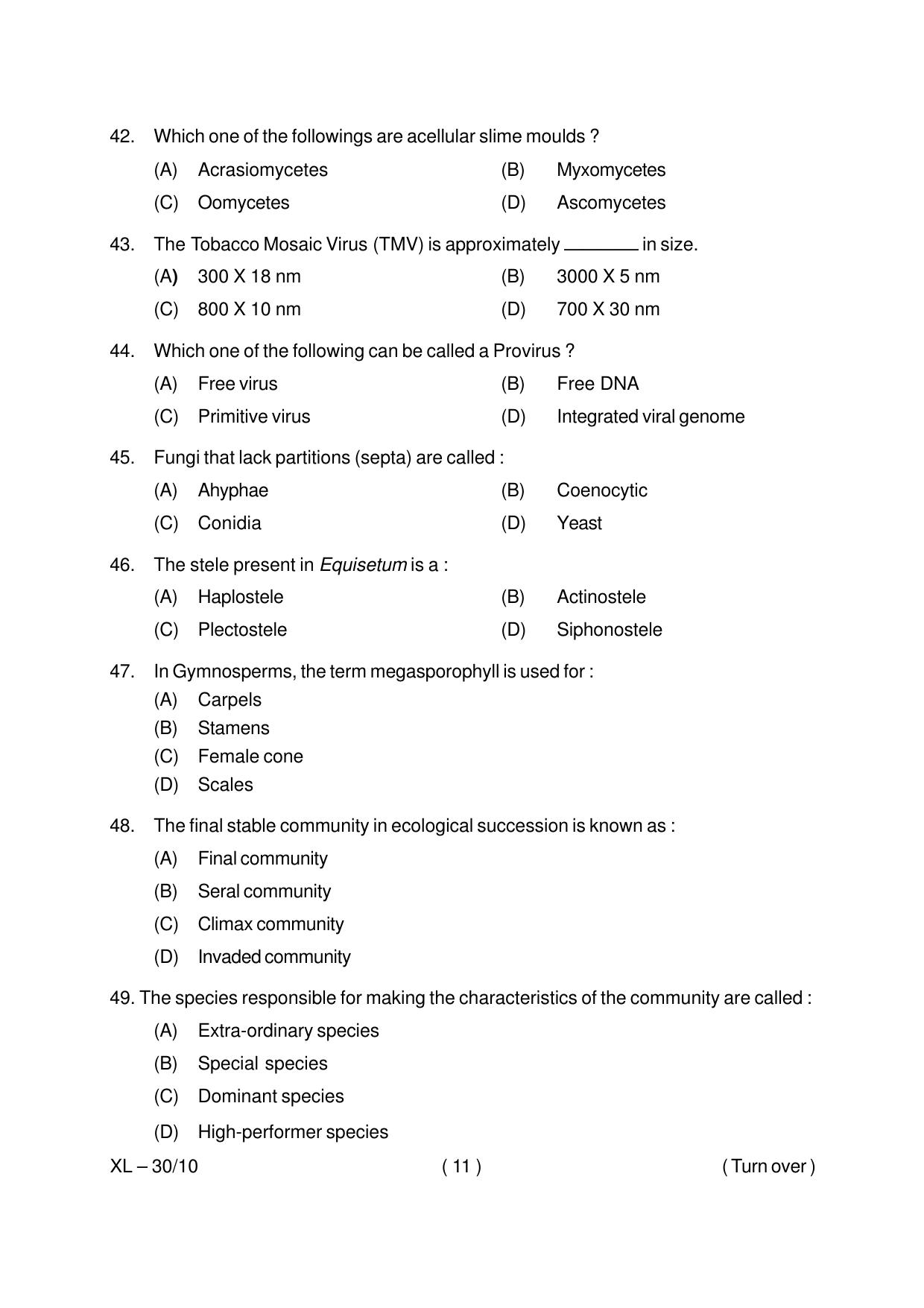Odisha CPET BOTANY 2020 Question Paper - Page 11