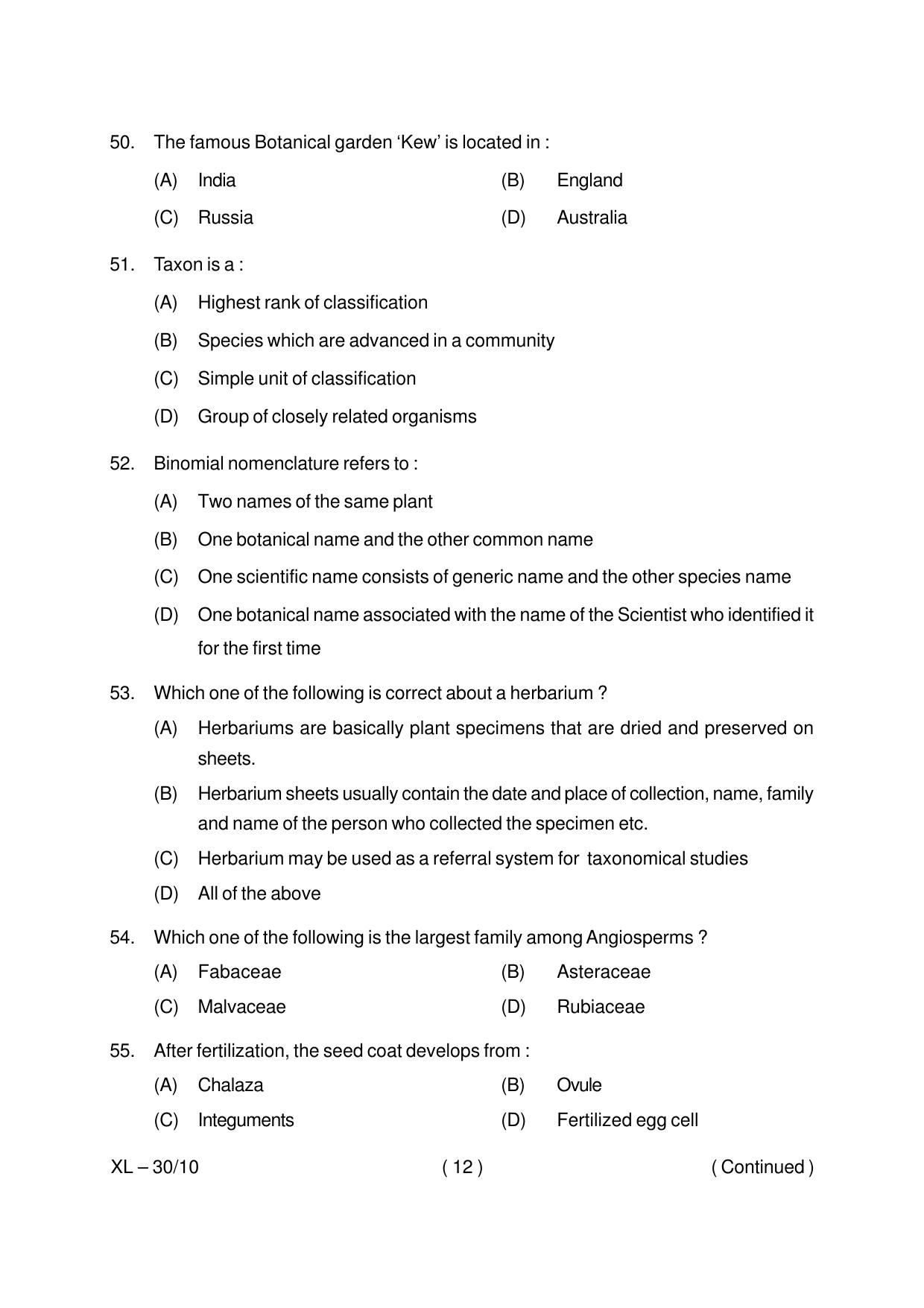 Odisha CPET BOTANY 2020 Question Paper - Page 12