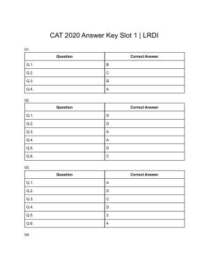 CAT 2020 CAT DILR Slot 1 Answer Key