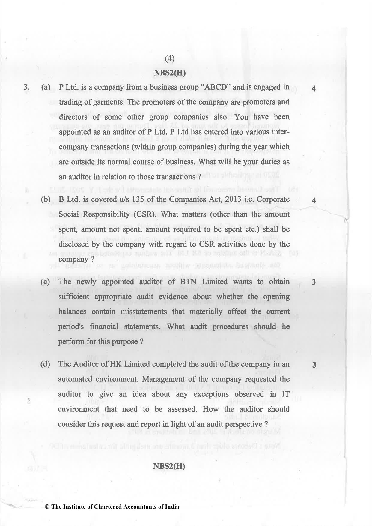 CA Inter May 2022 Question Paper - Paper 6 – Auditing and Assurance - Page 4