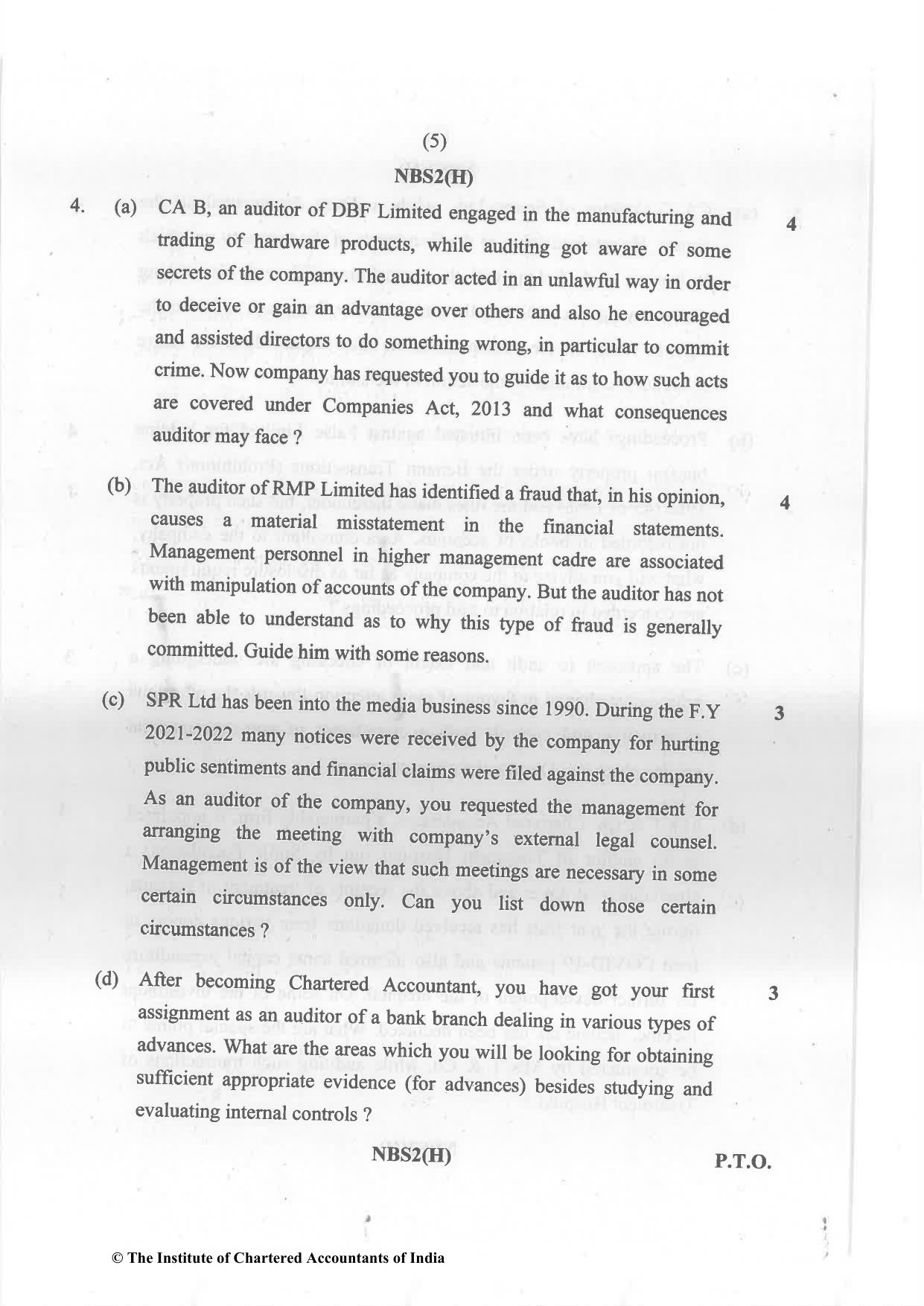 CA Inter May 2022 Question Paper - Paper 6 – Auditing and Assurance - Page 5