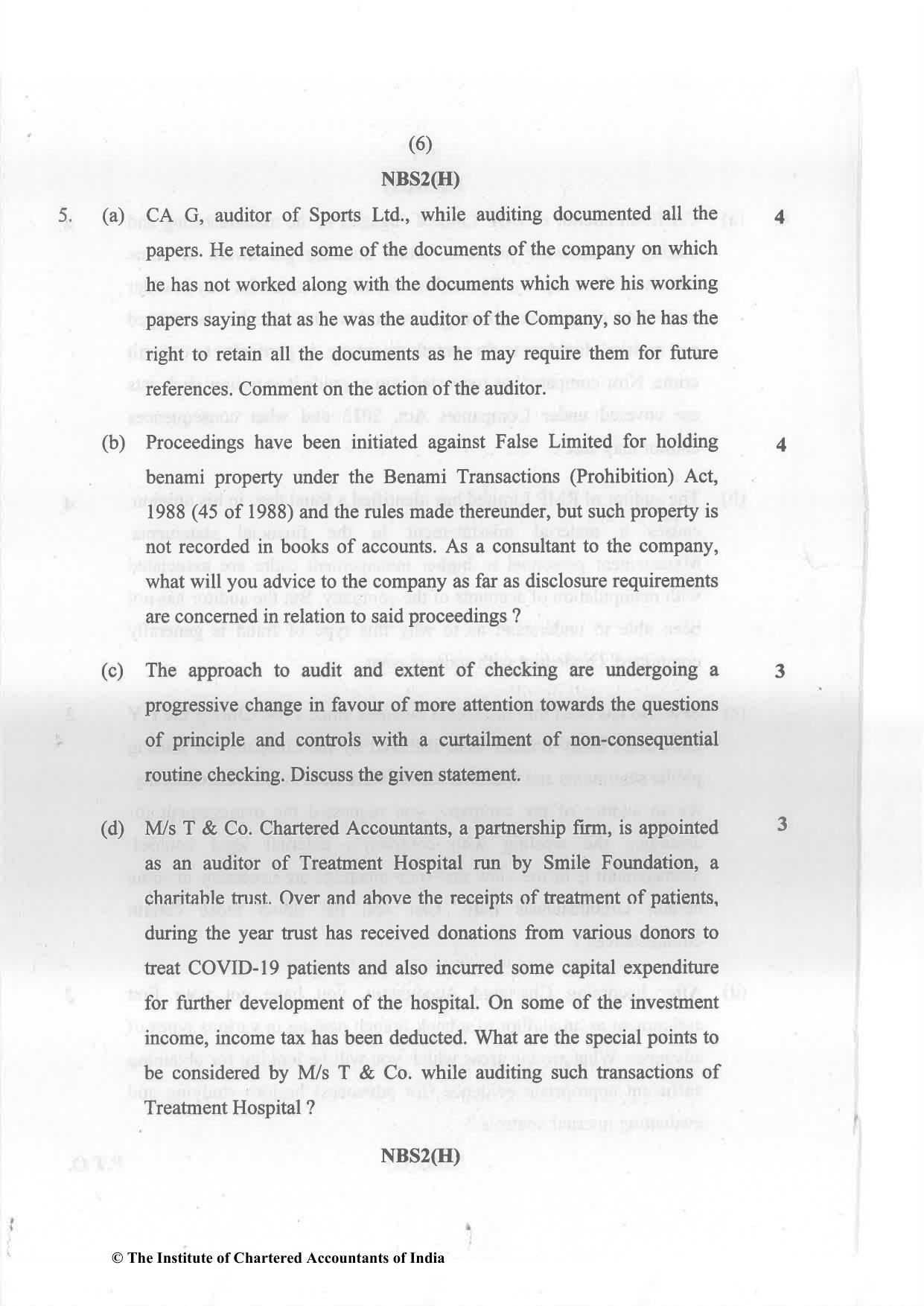 CA Inter May 2022 Question Paper - Paper 6 – Auditing and Assurance - Page 6