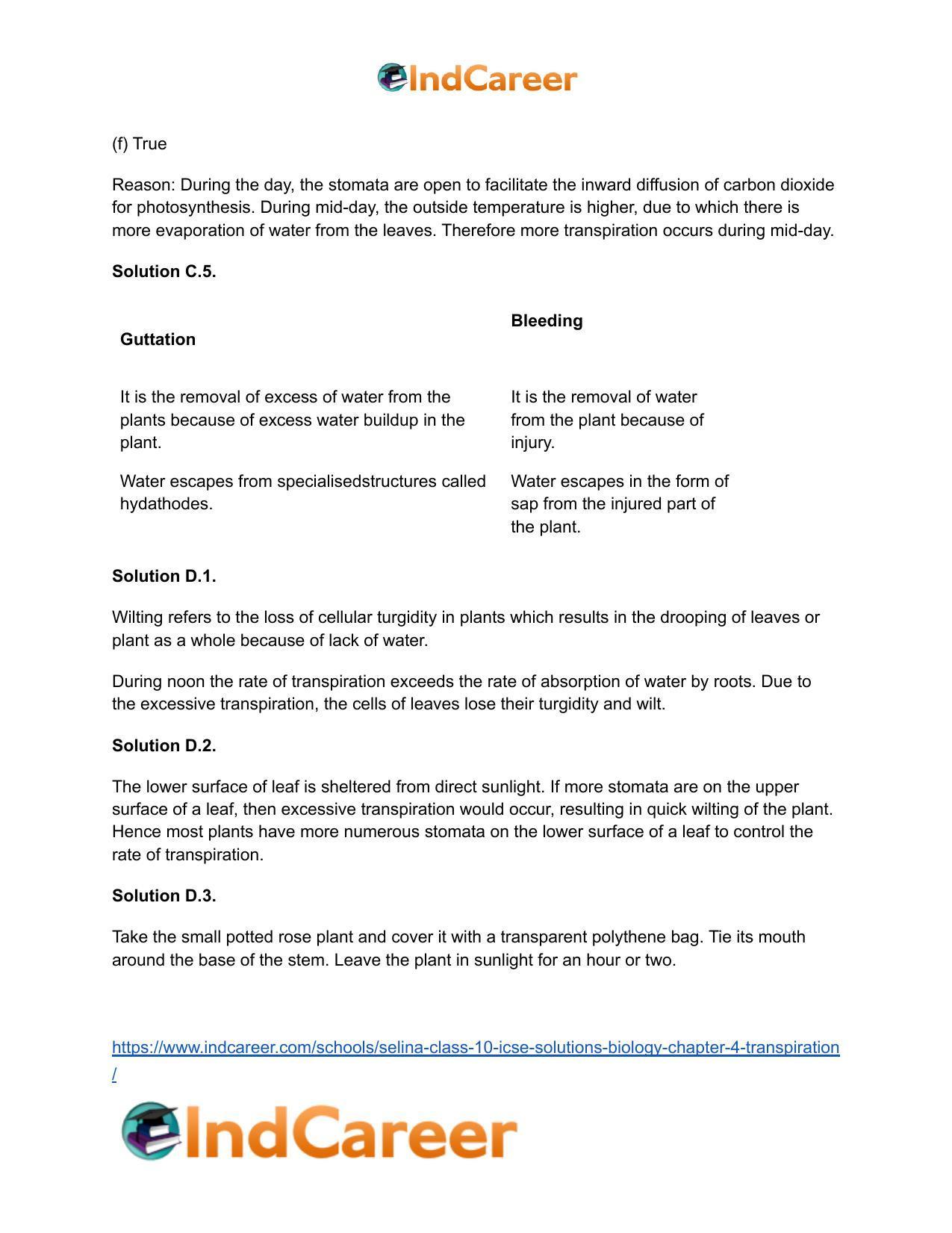 Selina Class 10 ICSE Solutions Biology : Chapter 4- Transpiration - Page 6