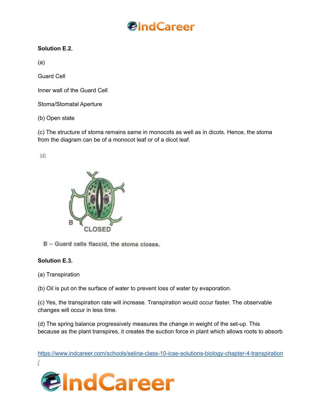Selina Class 10 ICSE Solutions Biology : Chapter 4- Transpiration - Page 11