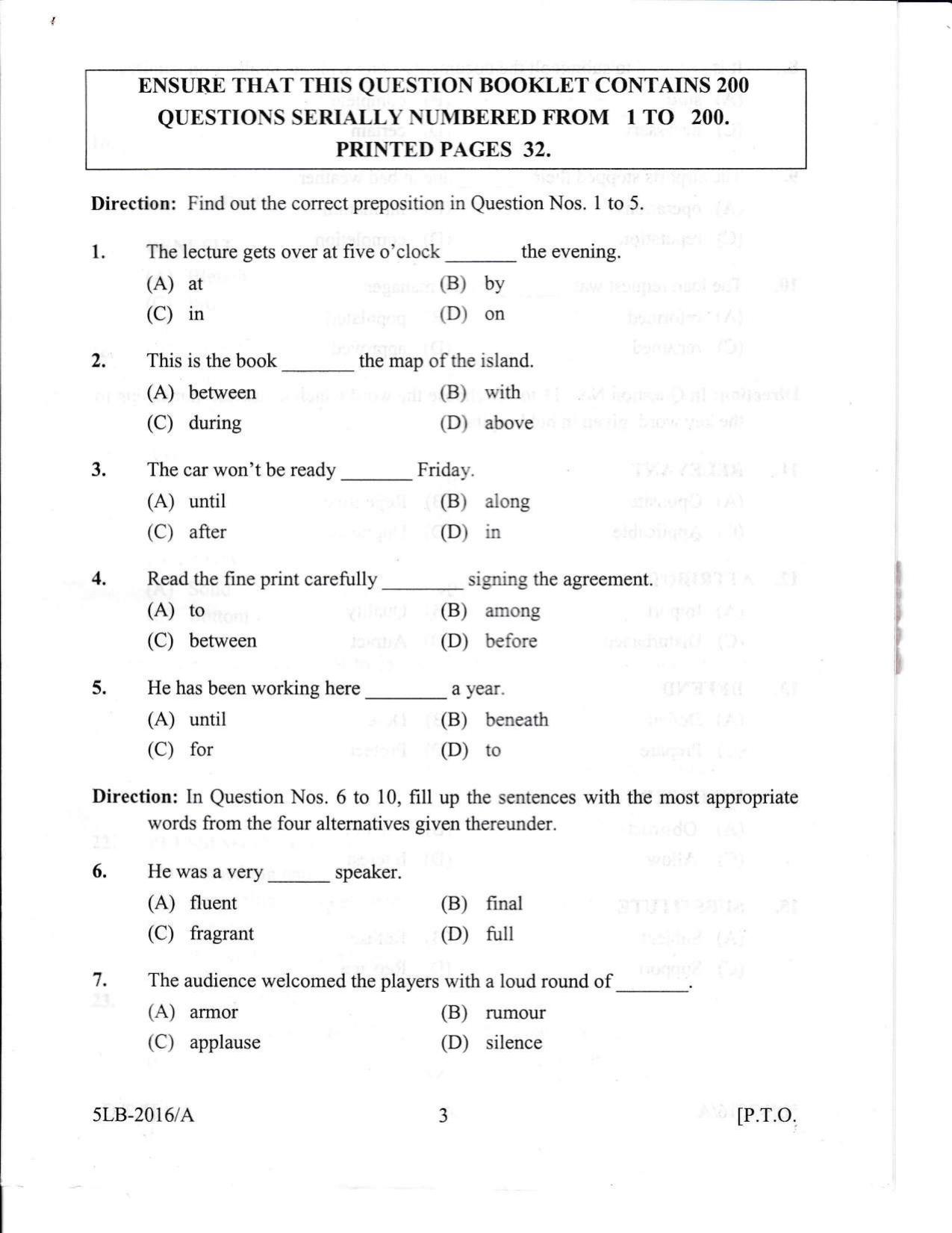 KLEE 5 Year LLB Exam 2016 Question Paper - Page 3