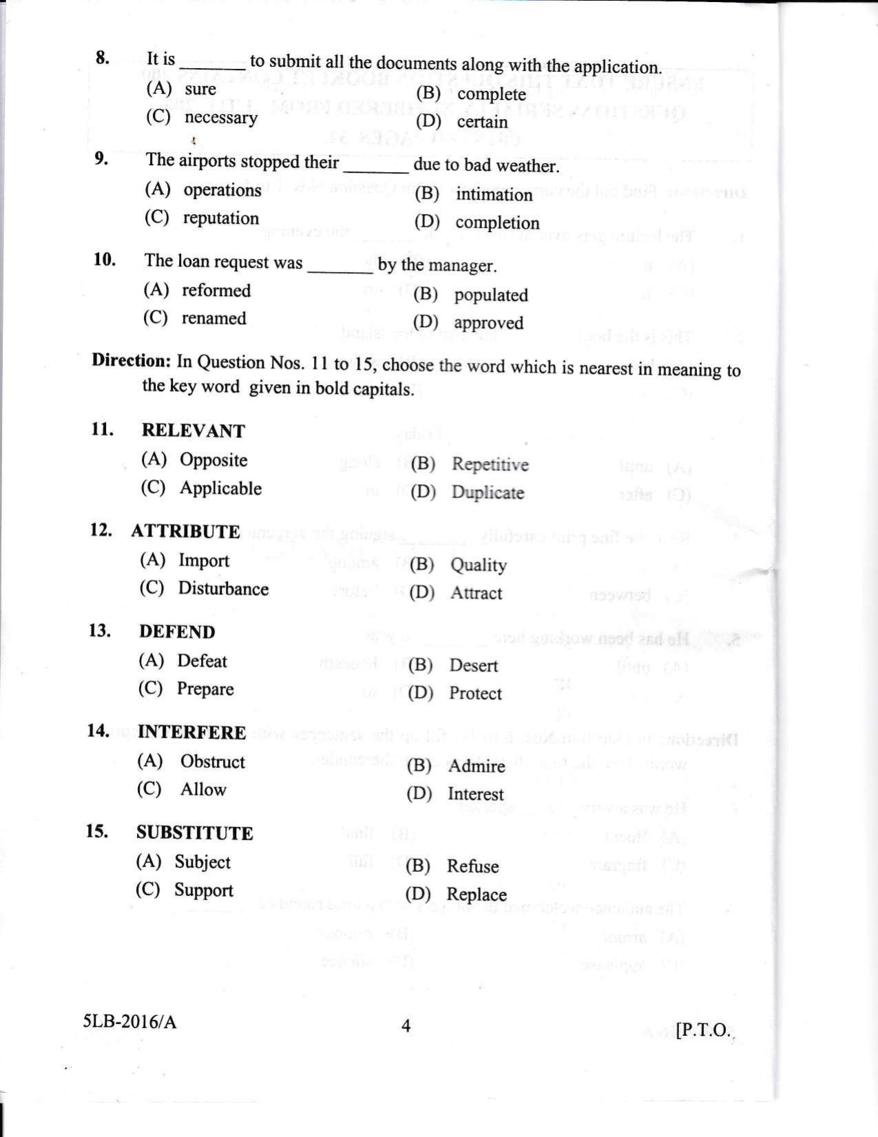 KLEE 5 Year LLB Exam 2016 Question Paper - Page 4