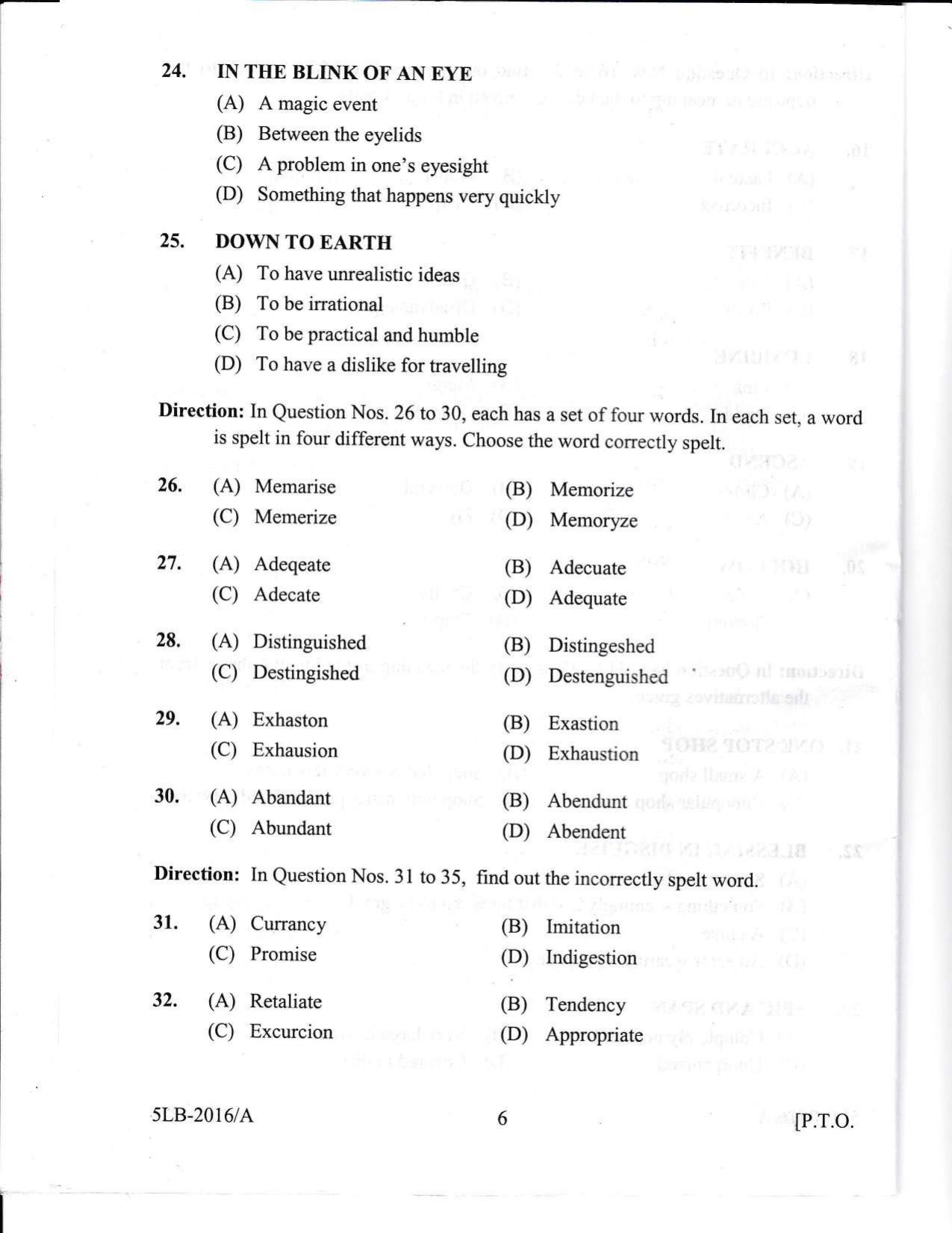 KLEE 5 Year LLB Exam 2016 Question Paper - Page 6
