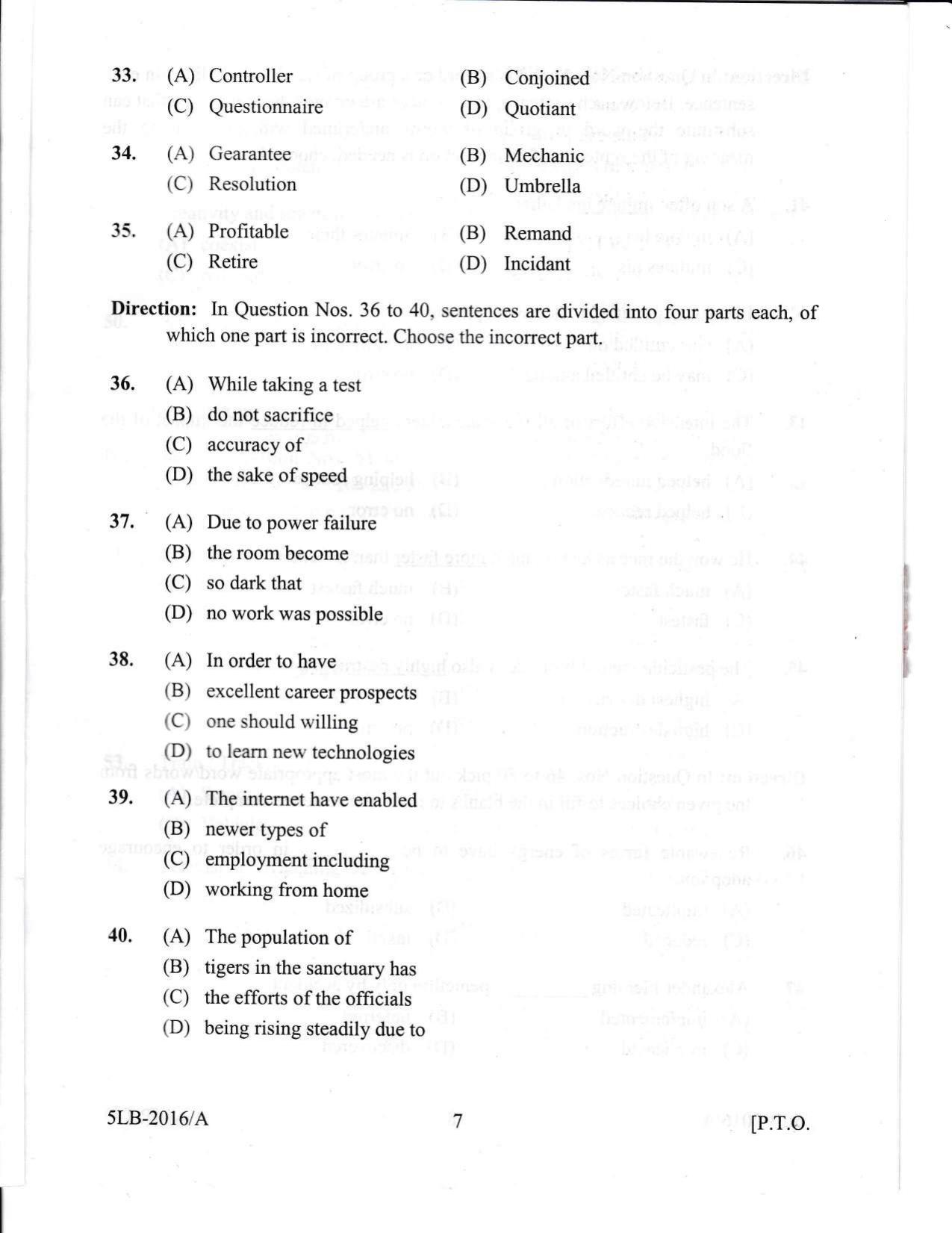 KLEE 5 Year LLB Exam 2016 Question Paper - Page 7