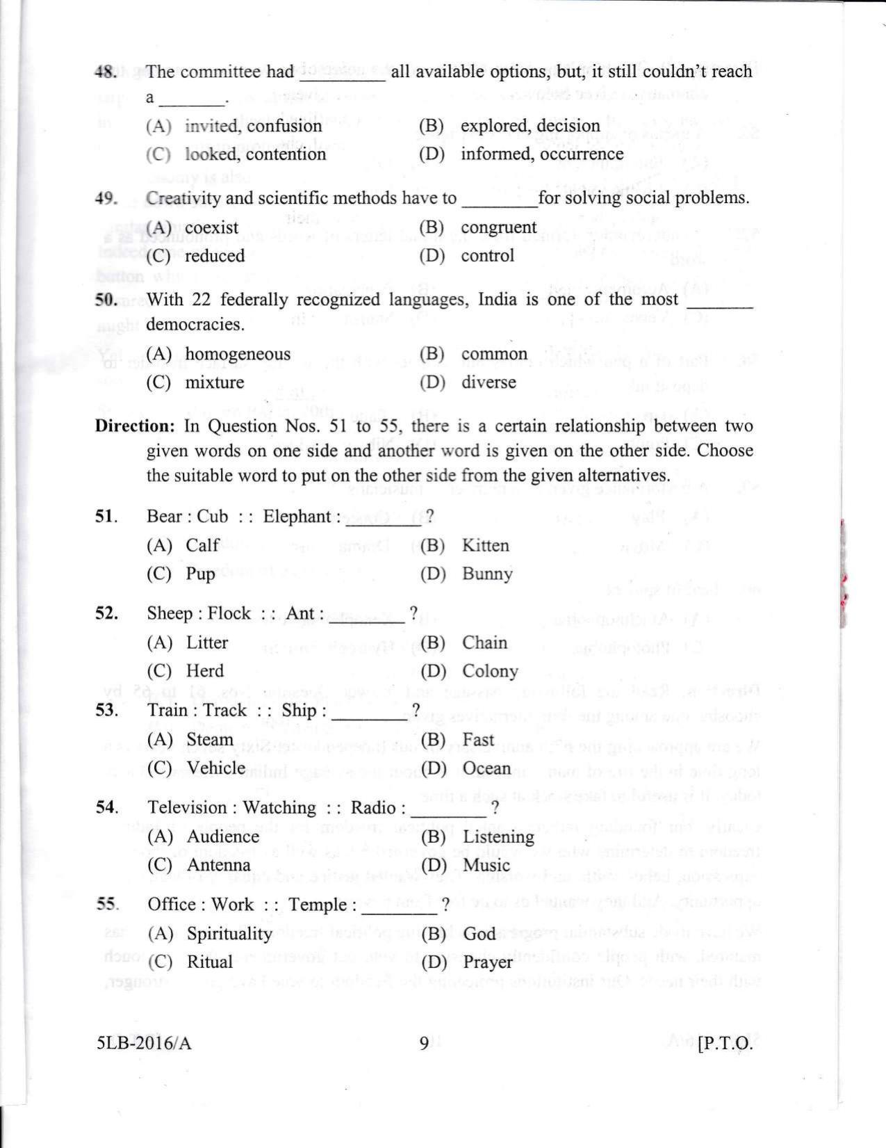 KLEE 5 Year LLB Exam 2016 Question Paper - Page 9