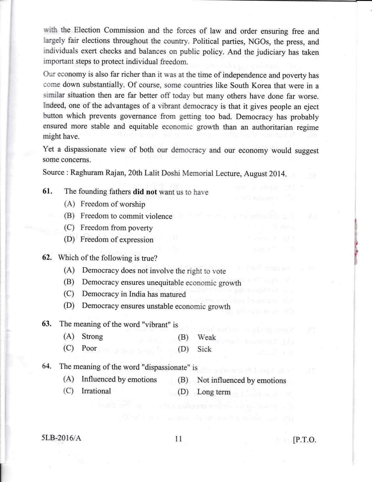 KLEE 5 Year LLB Exam 2016 Question Paper - Page 11