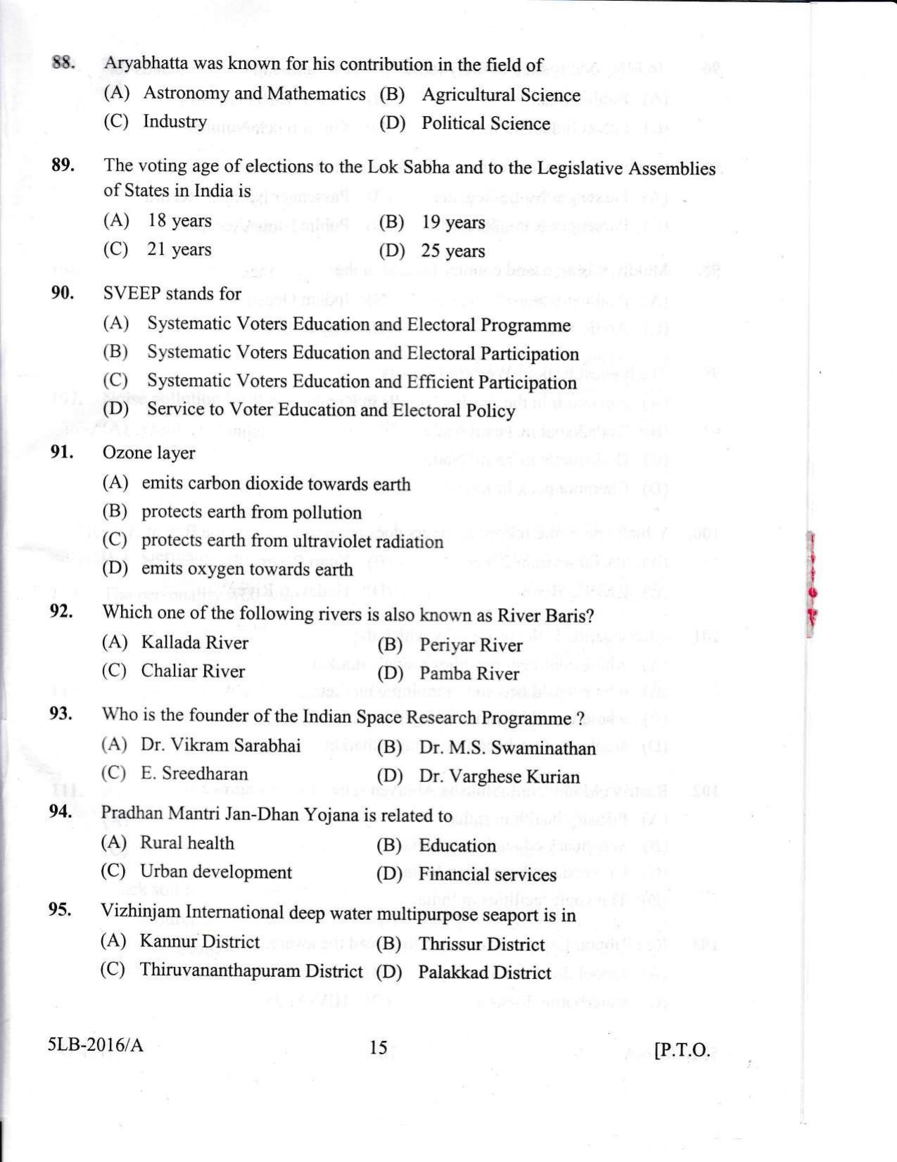 KLEE 5 Year LLB Exam 2016 Question Paper - Page 15