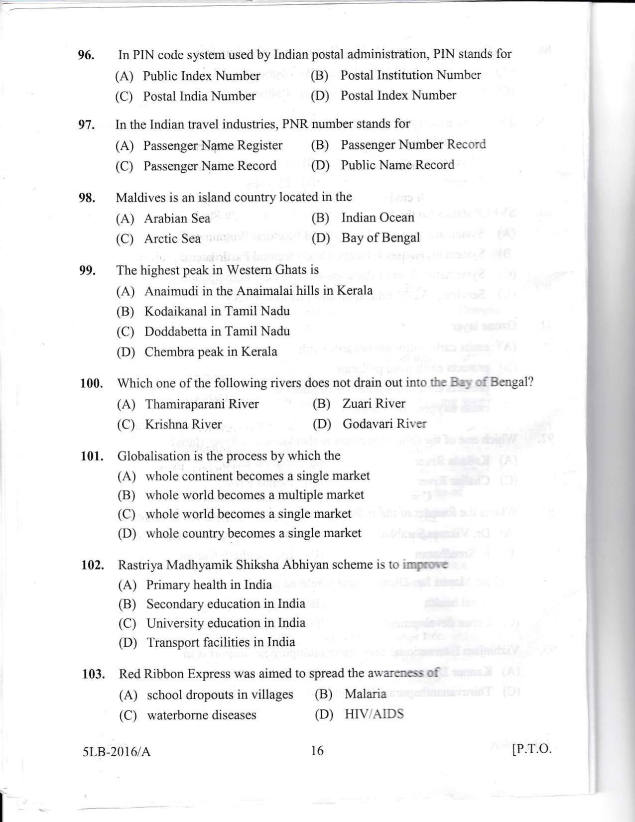 KLEE 5 Year LLB Exam 2016 Question Paper - Page 16
