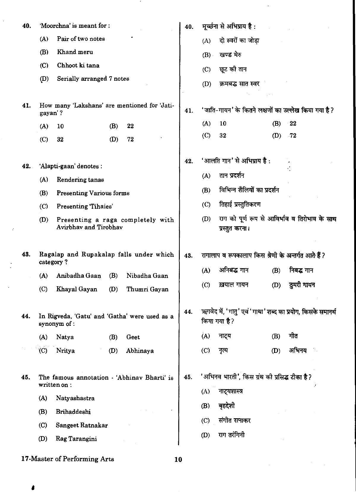 URATPG Master Performing Arts Sample Question Paper 2018 - Page 9