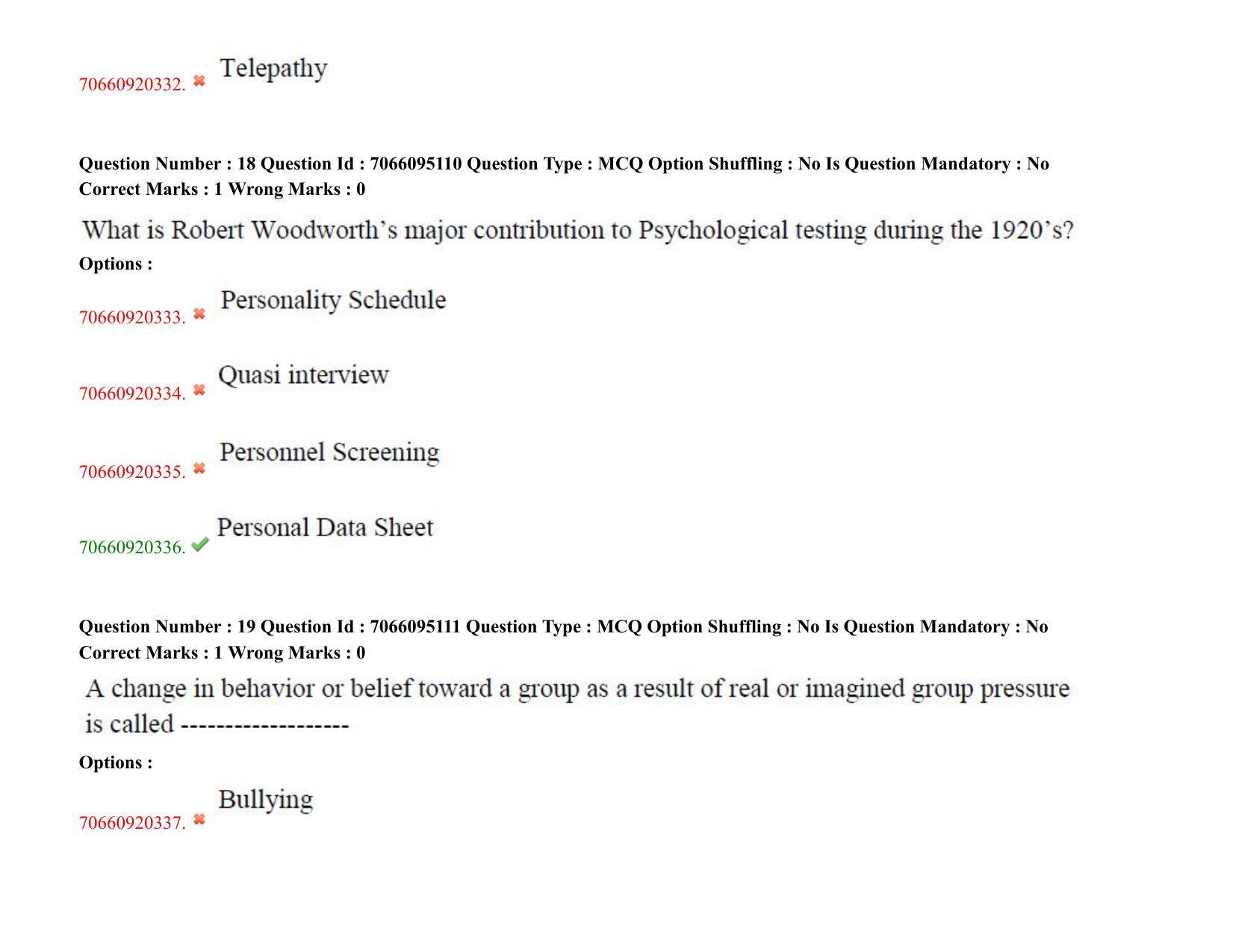 TS CPGET 2020 PGD in Psychological Counselling (Shift 3) Question Paper with Answer Key - Page 12