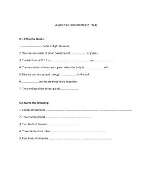 Worksheet for Class 5 Science Food and Health Assignment 1