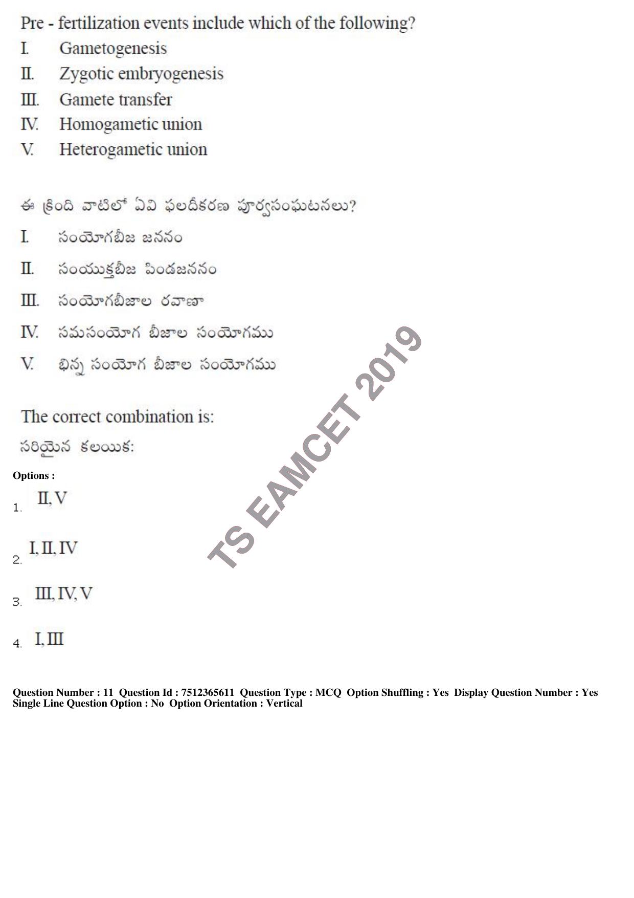 TS EAMCET 2019 Agriculture and Medical Question Paper with Key (9 May 2019 Forenoon) - Page 10
