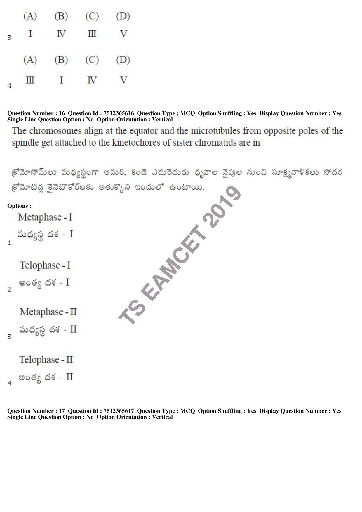 TS EAMCET 2019 Agriculture and Medical Question Paper with Key (9 May 2019 Forenoon) - Page 15