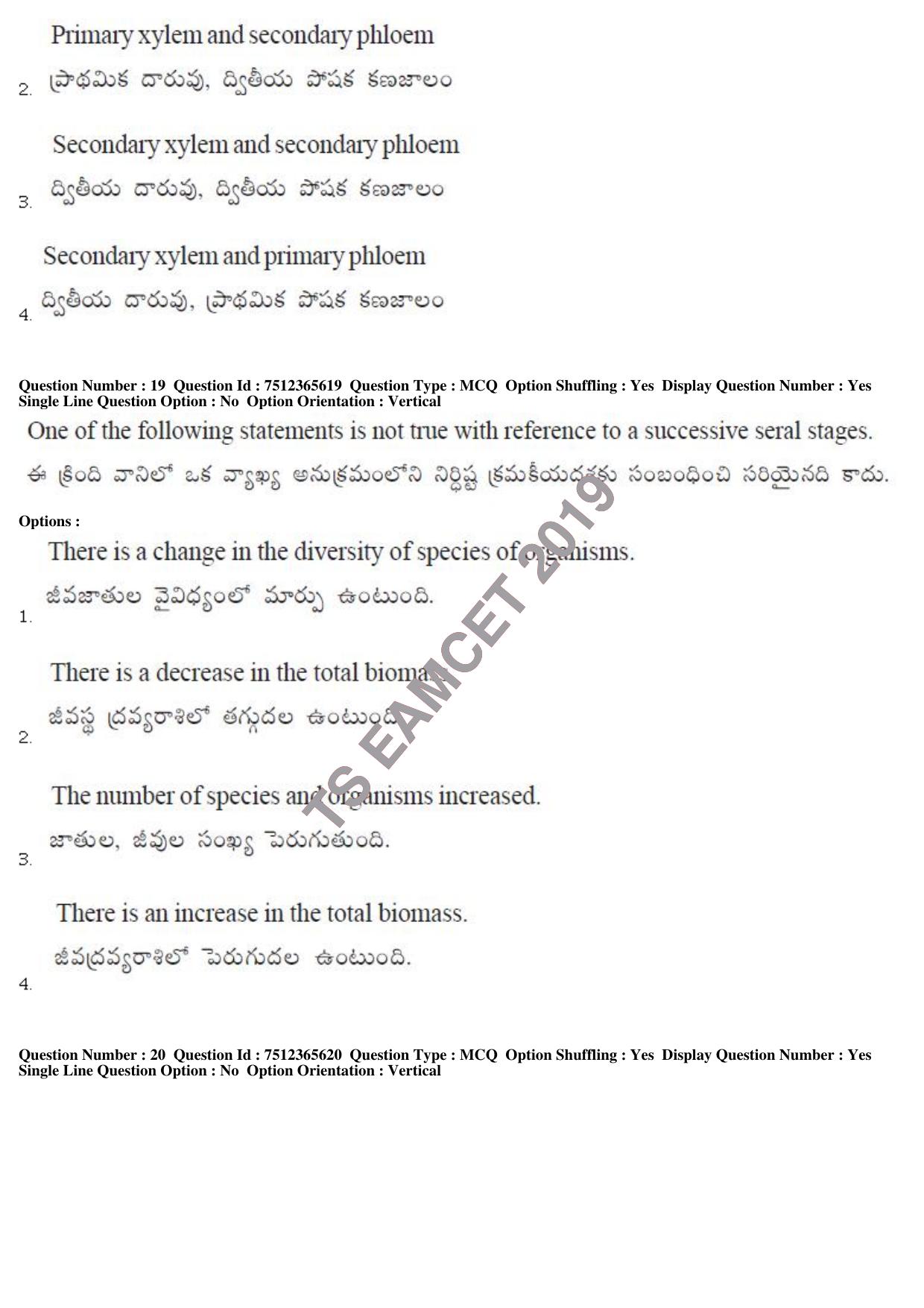 TS EAMCET 2019 Agriculture and Medical Question Paper with Key (9 May 2019 Forenoon) - Page 17