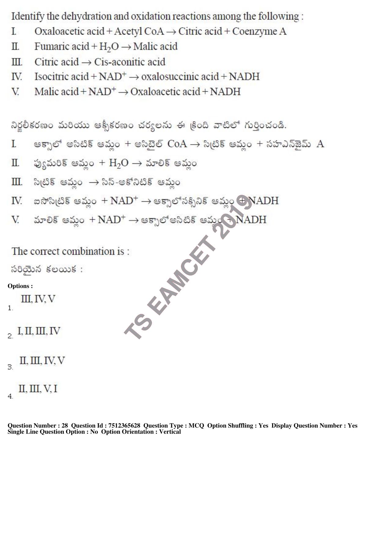 TS EAMCET 2019 Agriculture and Medical Question Paper with Key (9 May 2019 Forenoon) - Page 25