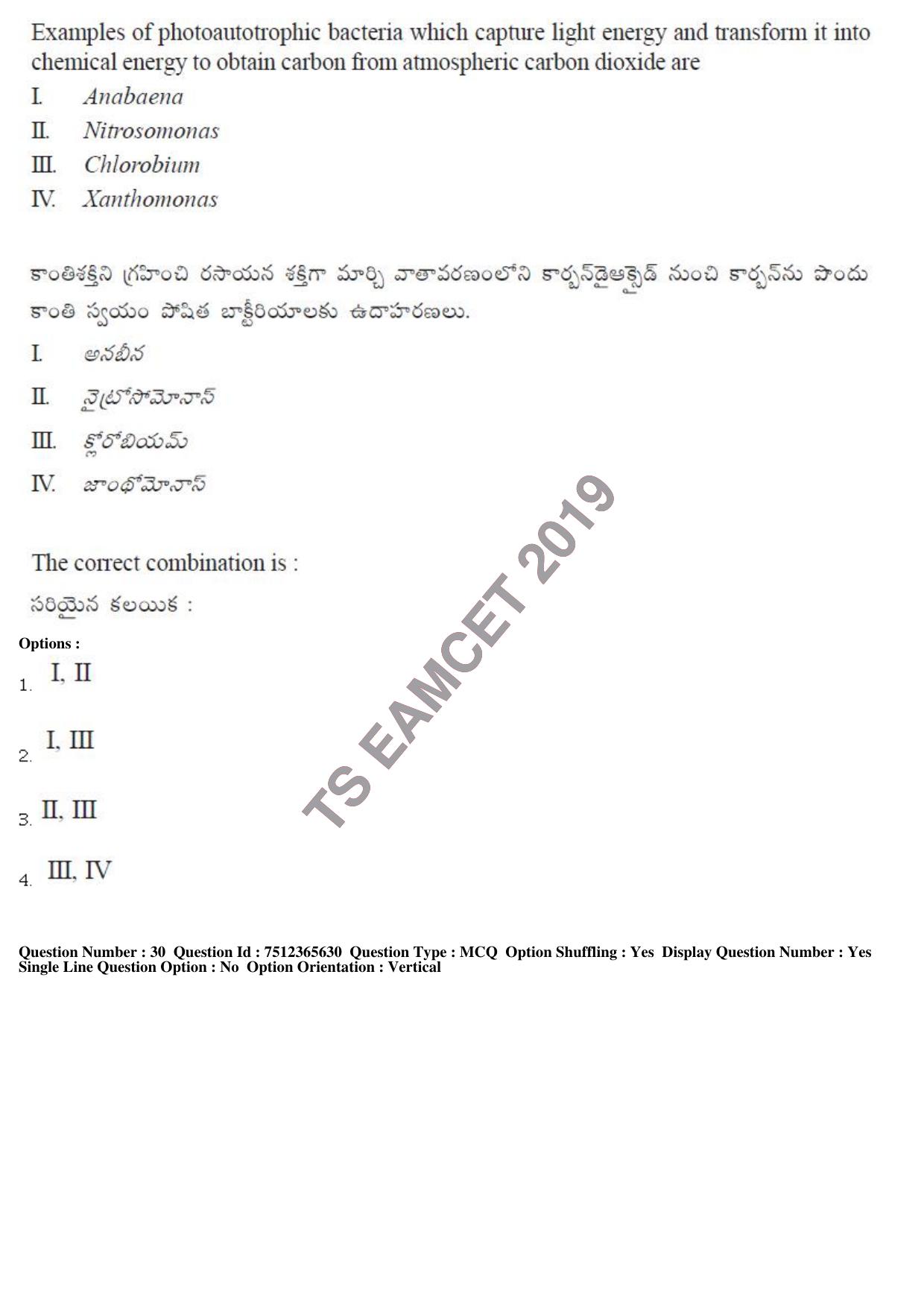 TS EAMCET 2019 Agriculture and Medical Question Paper with Key (9 May 2019 Forenoon) - Page 27