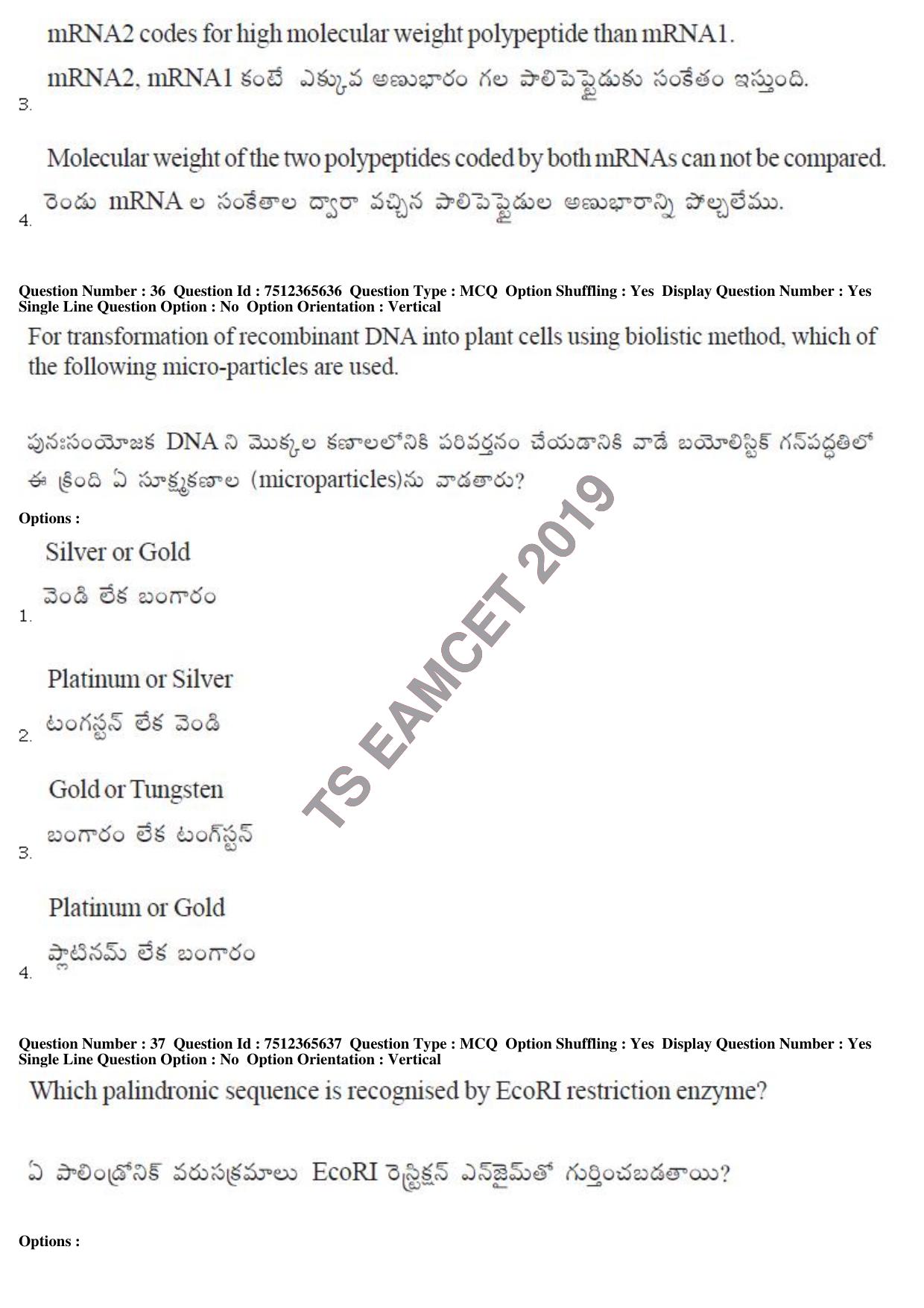 TS EAMCET 2019 Agriculture and Medical Question Paper with Key (9 May 2019 Forenoon) - Page 32