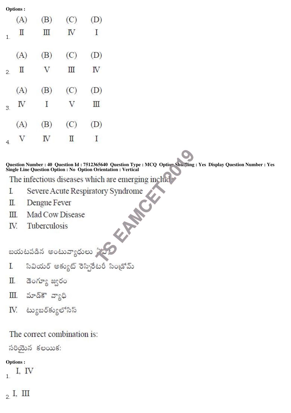 TS EAMCET 2019 Agriculture and Medical Question Paper with Key (9 May 2019 Forenoon) - Page 35