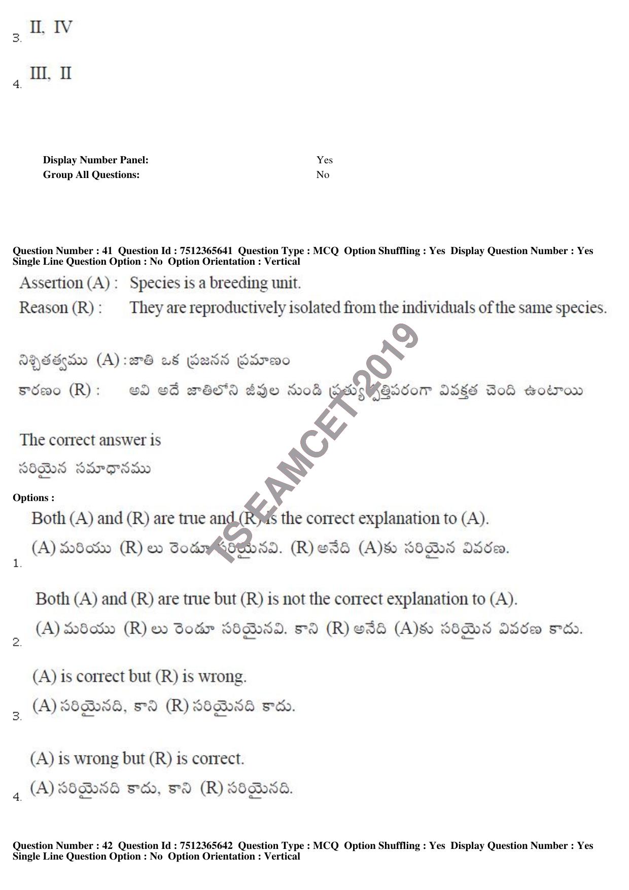 TS EAMCET 2019 Agriculture and Medical Question Paper with Key (9 May 2019 Forenoon) - Page 36