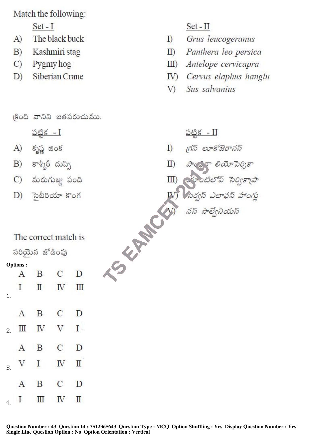 TS EAMCET 2019 Agriculture and Medical Question Paper with Key (9 May 2019 Forenoon) - Page 37